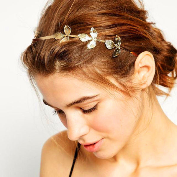 Gold-Plated Leaf Hairband Alloy Trendy Three Leaves Hair
